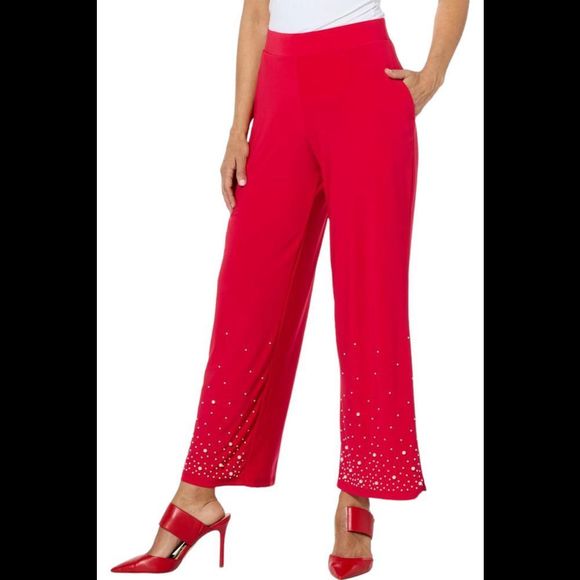 Antthony Embellished Studio Stretch Pull-On Pant Red Rouge - Petite - Picture 1 of 1